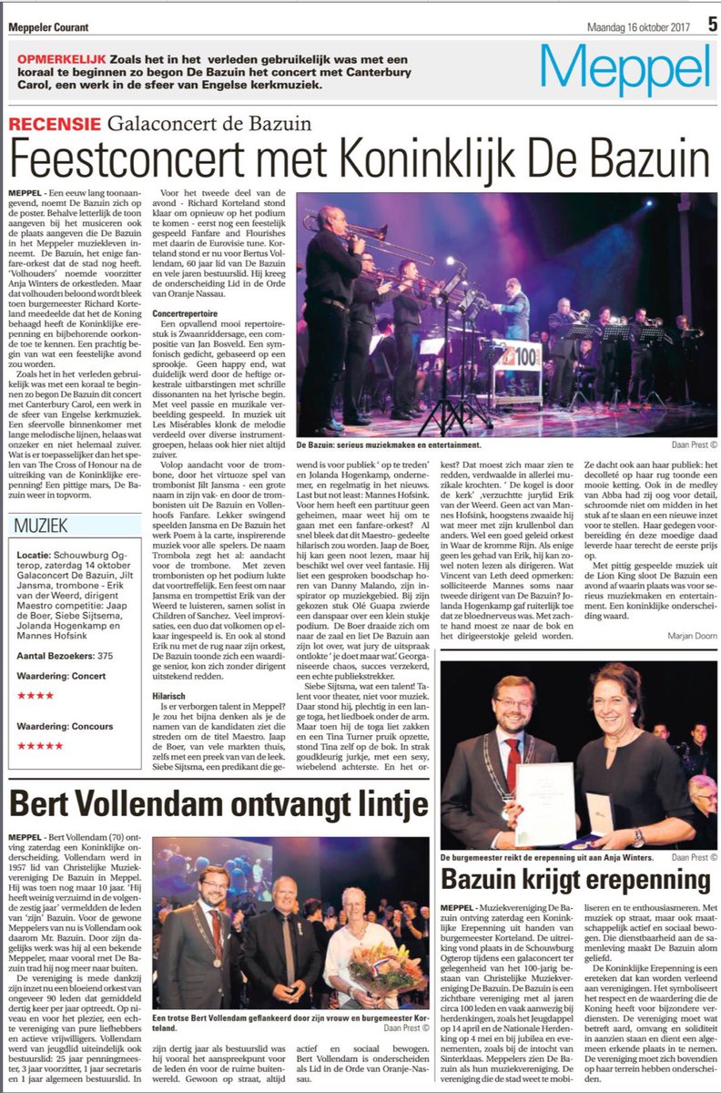 Wij zijn heel erg trots dat we afgelopen zaterdag de Koninklijke erepenning mochten ontvangen!