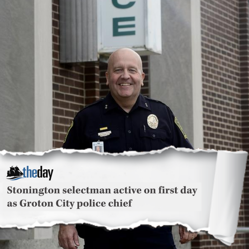 StoningtonFirst's tweet photo. Congrats to selectman Mike Spellman on his new position as Police Chief of Groton. Mike - thank you for your service &amp; good luck! https://t.co/FbYGKolCah