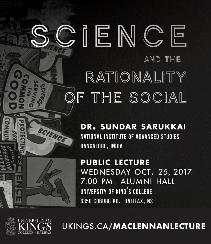 ukings's tweet photo. Can science make people think &amp; behave rationally? Dr. Sundar Sarukkai discusses on Oct. 25 at King's. All welcome. https://t.co/cEdEndbQ7h https://t.co/mRSVPrEztQ