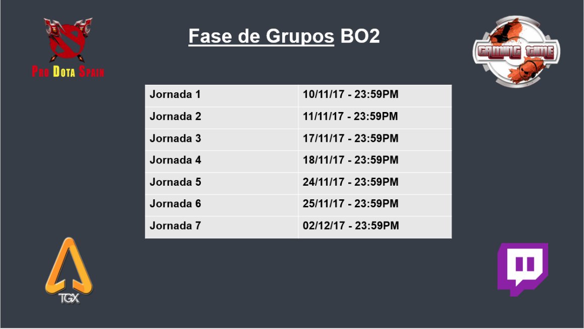 ProDotaSpain's tweet photo. La programación de la ProDotaSpain Season 1, las partidas de fase de grupos deben ser jugadas antes de la fecha indicada. 🤣🤣🤣 https://t.co/QTPSqWoxHw