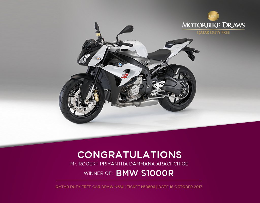 Qatar Duty Free On Twitter Congratulations From Qatar Duty Free To Mr Rogert Priyantha Now A Proud New Owner Of The Bmw S1000r Motorbike Qatardutyfree Qatar Https T Co Lpkibj7hur