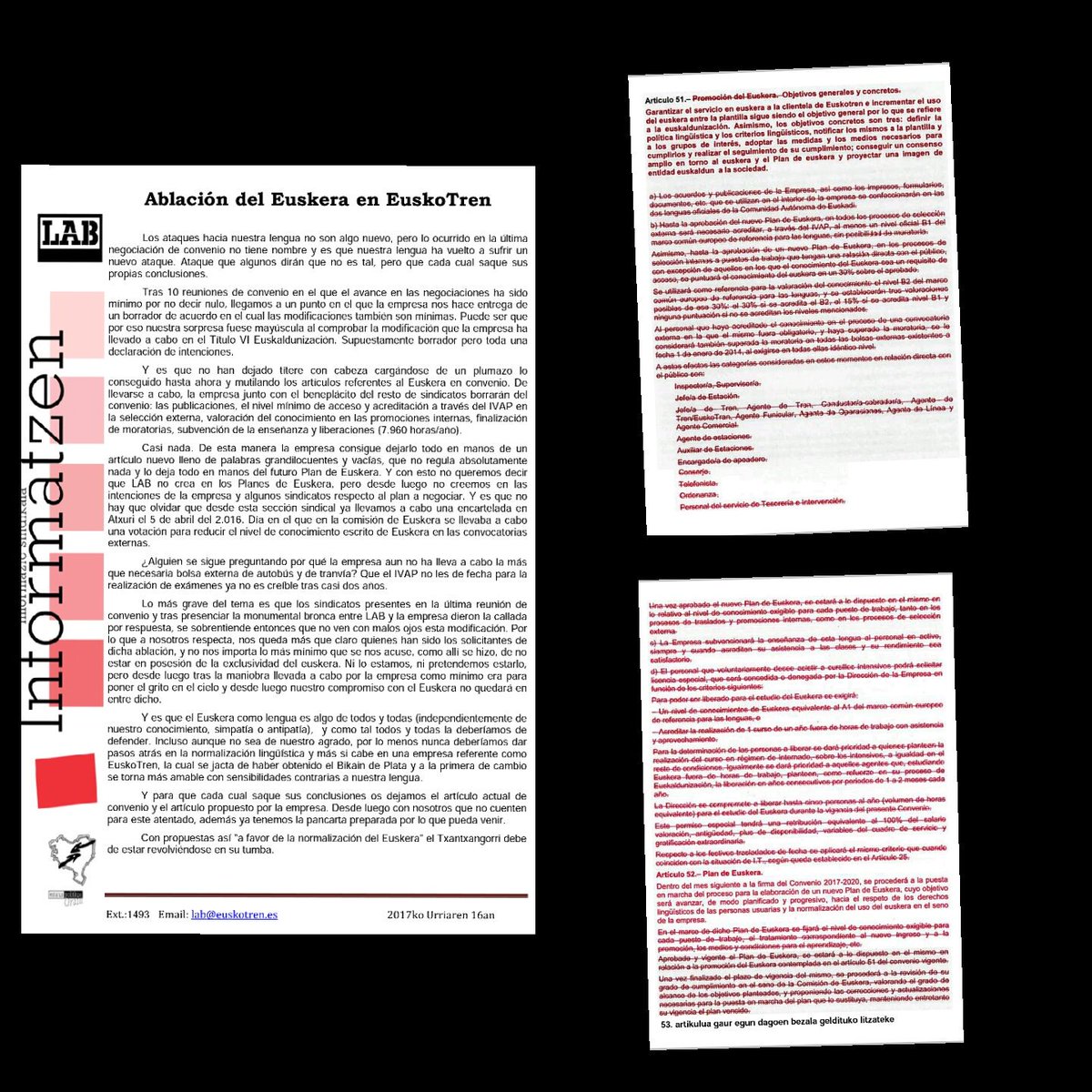 LABeuskotren's tweet image. Ablación del Euskara en EuskoTren #Euskara #euskarazbizinahidut #euskotren