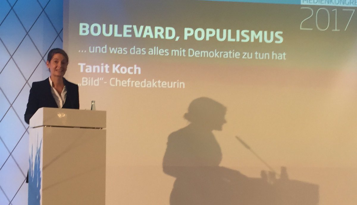 hjfuhrmann's tweet photo. BILD-Chefin Koch beim kath. Medienkongress mit Plädoyer für Boulevardjournalismus. Gegen political correctness vieler Feuilletons.  #kmk17 https://t.co/nuAngYBEF3