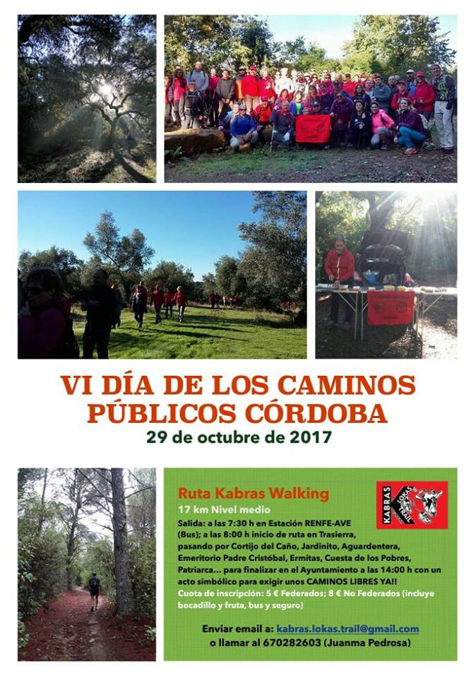 KLTKORDOBA's tweet photo. El Domingo, 29 de Octubre de 2017, a las 7:30 en Renfe-Ave os esperamos a  todos, en la ruta propuesta para el Día de los Caminos Püblicos. https://t.co/tVOIRAp0ES