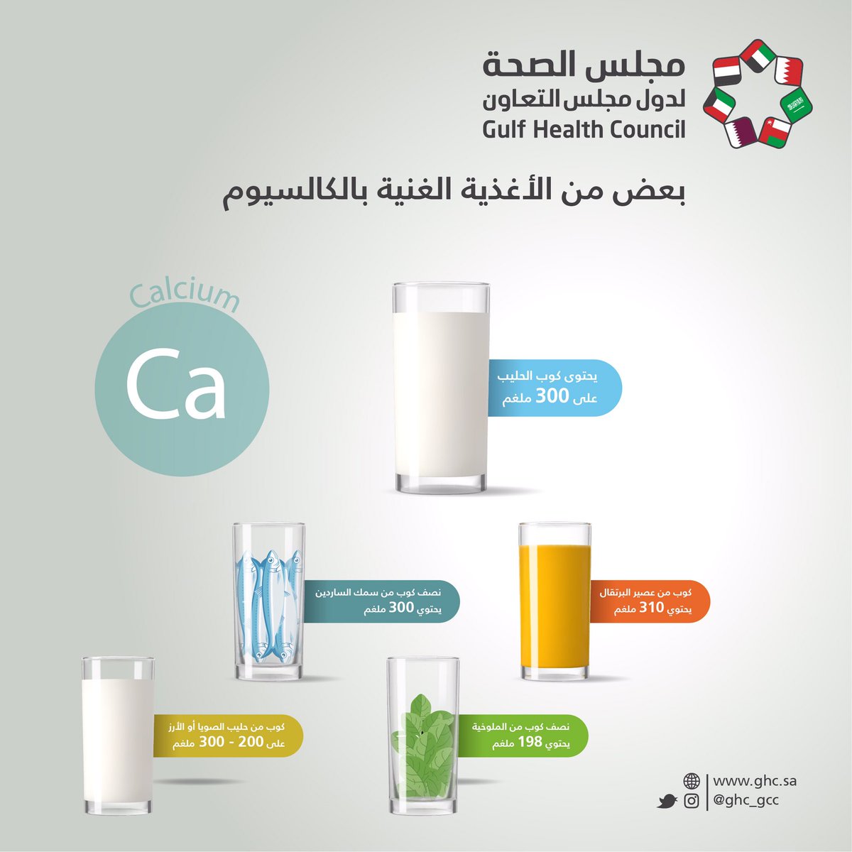 GHC_GCC's tweet photo. في #اليوم_العالمي_للغذاء تعرف على الأغذية الأخرى الغنية بالكالسيوم والتي يمكنك تناولها بدلًا عن الحليب https://t.co/YMK1J1W0Eq
