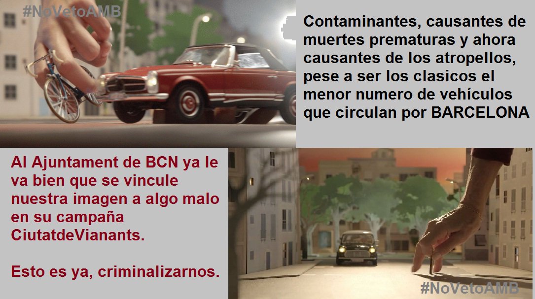 AsocParc's tweet photo. Vincular SOLO vehículos antiguos es criminalizar. Prohibir SOLO vehículos viejos es excluir socialmente. #NoVetoAMB https://t.co/Hbnmbg0ViA