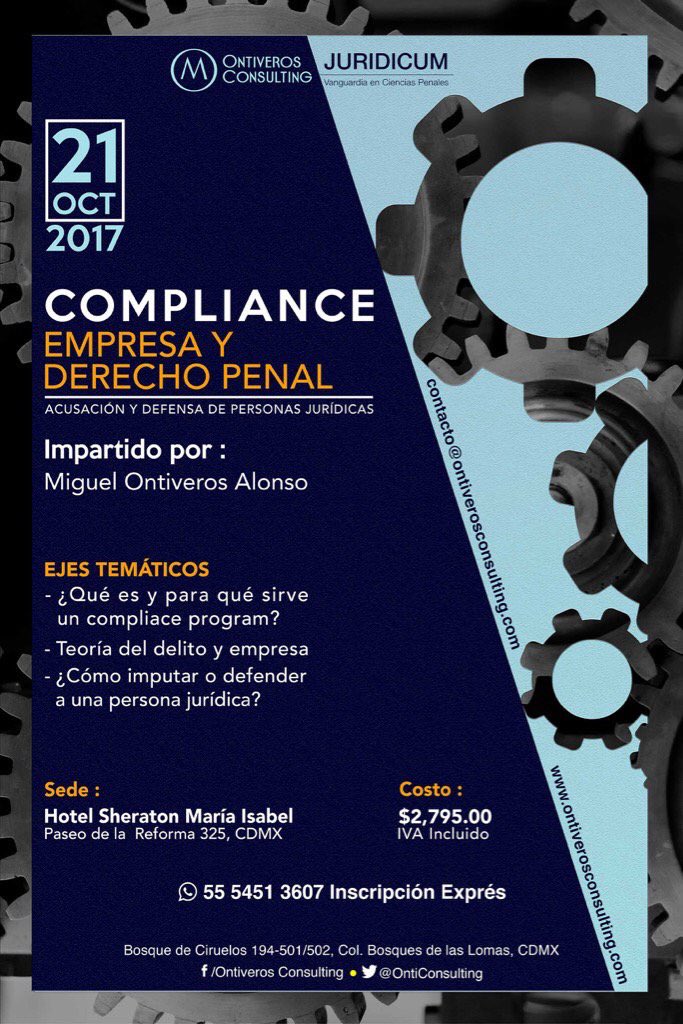 OntiConsulting's tweet photo. Difícil debatir, en materia penal, sin conocer la teoría del #compliance y su impacto en la responsabilidad empresarial: https://t.co/JfKkmqDKHH