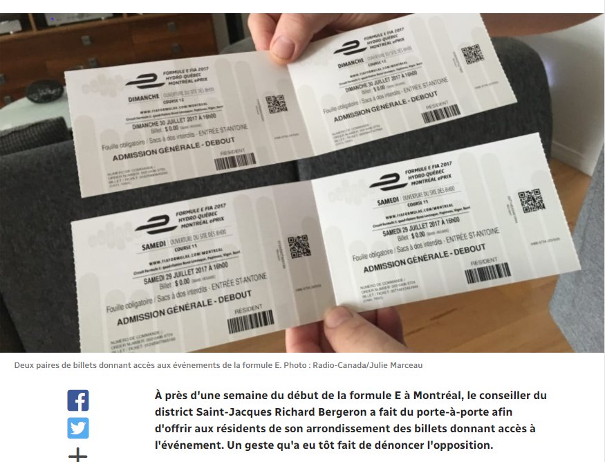 ThomasGerbet's tweet photo. Billets de la Formule E : "Nous autres, on n'en a pas donné", a affirmé Denis Coderre, hier soir, à #TLMEP. FAUX #polmtl #muni17 https://t.co/oxfytpmmuy