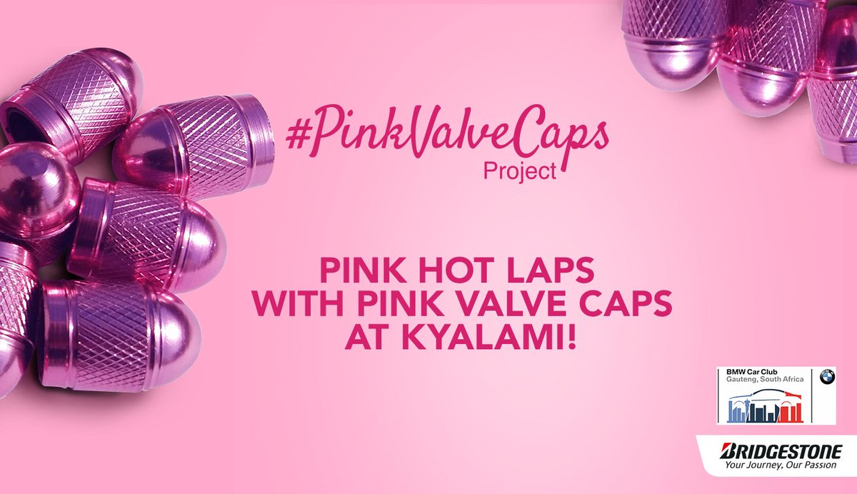 BridgestoneSA's tweet photo. On 28 Oct, do a Pink Hot lap with #MonicavanderWesthuizen for R200! All proceeds go to @ThePinkDrive #PinkValveCaps @BMWCarClubGP https://t.co/JIHVZ40dJh
