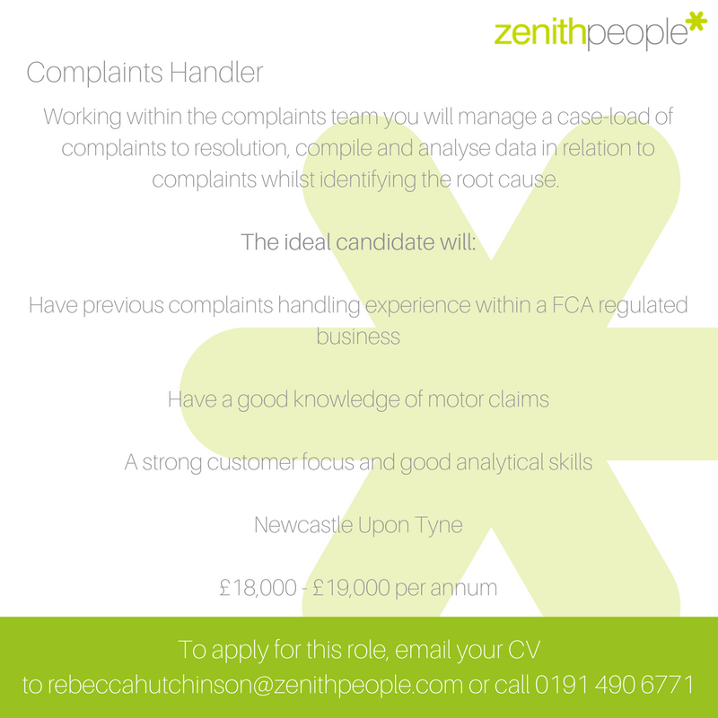 ZenithPeople's tweet photo. This is an excellent opportunity to join a leading #insurance company at a time of expansion.
Call us on 0191 490 6771
#complaintshandler https://t.co/EAmkaOhEGd