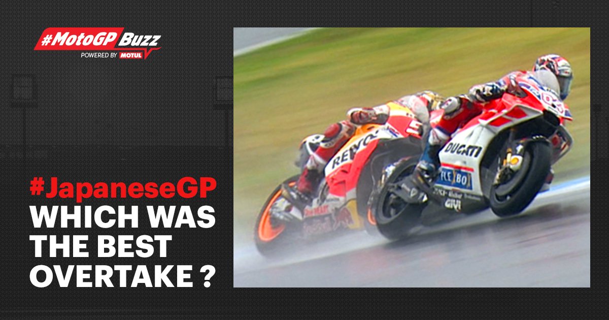 MotoGP's tweet photo. #MotoGPBuzz Overtakes - #Overtake2

#AD04 vs #MM93

Best of the #JapaneseGP? Watch, vote &amp; share! 

@motul 🎥 https://t.co/WKMSxrWZhY https://t.co/neBqdnuiUS