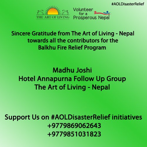 aolnepal's tweet photo. Sincere Gratitude from @aolnepal towards all the contributors for the #BalkhuFire Relief Program
Support Us
+9779869062643 / 9851031823 https://t.co/3fW66z6Txq