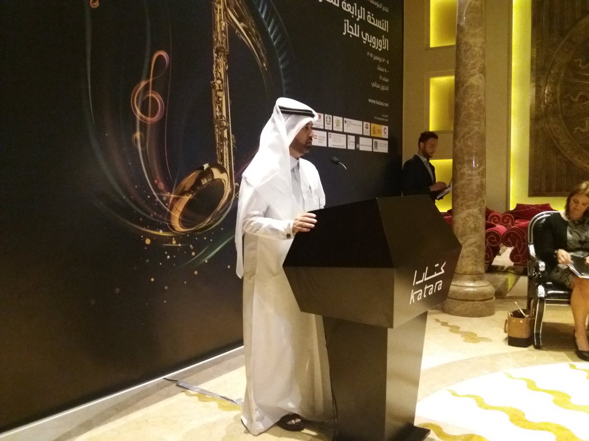 AmbWillyKempel's tweet photo. press conf for 4th Katara european jazz festival, AT participant jazz pianist #davidsix (betw the stations) - music uniting cultures! https://t.co/mxlDDTbEhx