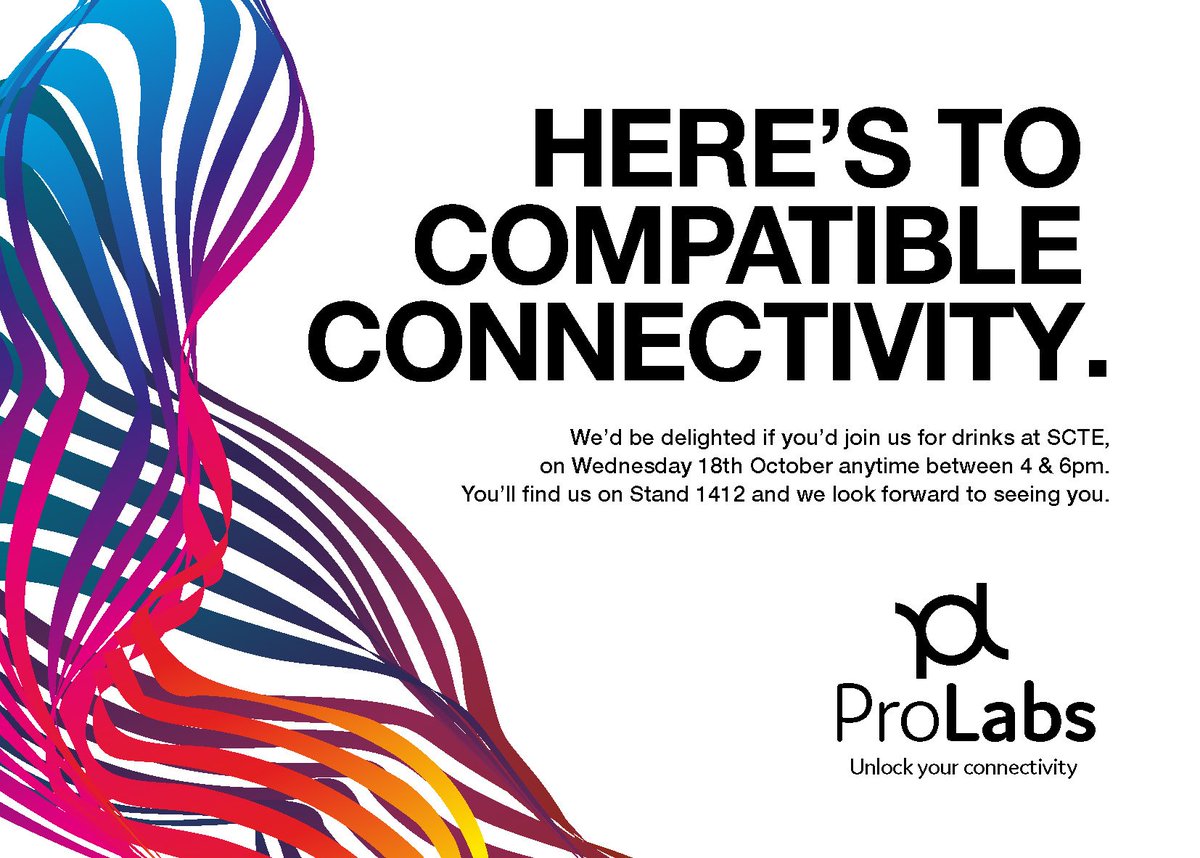 ProLabs_Global's tweet image. Going to SCTE Cable-Tec? Join us on booth 1412 on Wednesday 18 October. The drinks are on us!