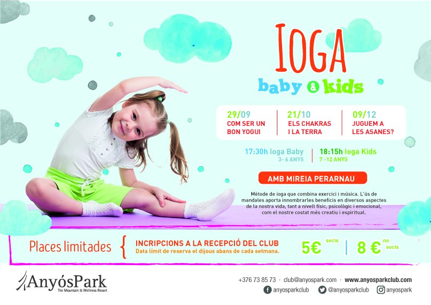 El dissabte apunta els teus fills a Ioga Baby i Ioga kids! Una hora de diversió assegurada amb Mireia Perarnau! 
#AnyósPark #IogaKids #Ioga
