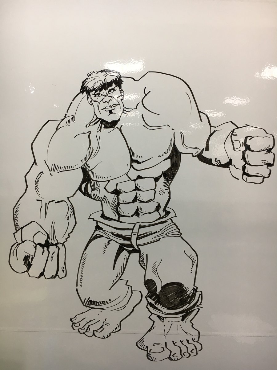 @artsundar's #art - #Hulk at an #Avengers themed #CorporateEvent. #Whiteboard #VisualNotes #GraphicRecording #Marvel #drawing #thevizcom