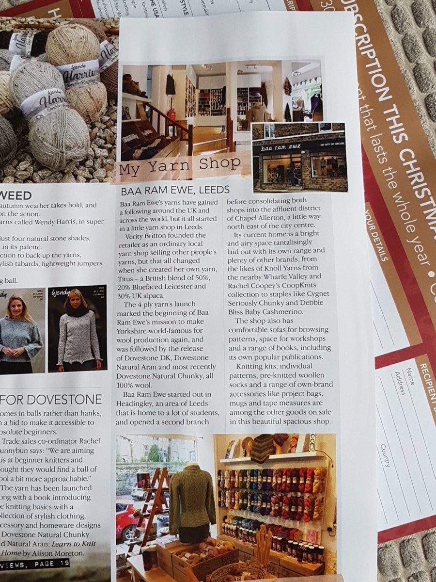 SallyParrini's tweet photo. @baarameweknits lovely article in this month's knitting mag about your awesome shop https://t.co/aTilEzghHj
