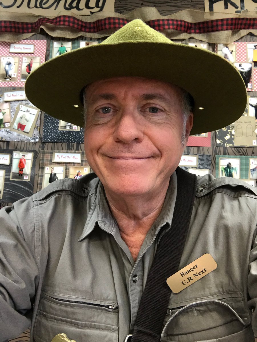 Tom was the greeter at The Children’s Museum haunted house... he was portraying a Park Ranger... so he just wore his regular clothes