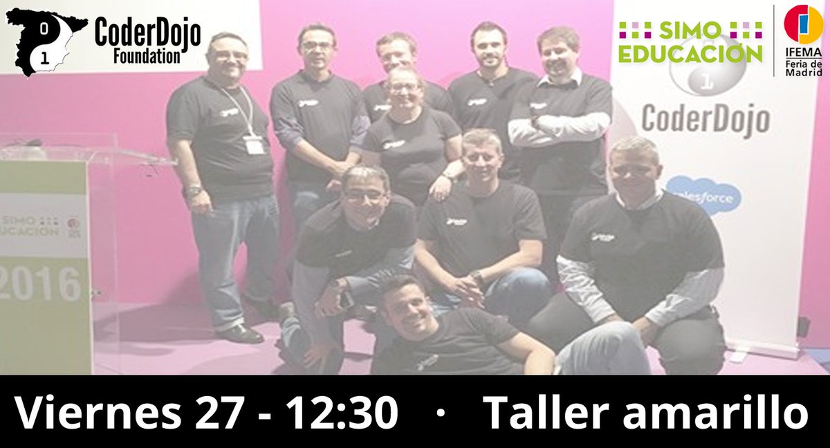 CoderDojo España ☯ (@coderdojo_es) on Twitter photo ¡Te esperamos en <a href="/SIMOEDU_/">SIMO EDUCACIÓN</a>!
Viernes 27 Oct a las 12:30h
Taller Amarillo
#SIMOEDU17 <a href="/CoderDojo/">☯CoderDojo☯</a> ¡Te esperamos en <a href="/SIMOEDU_/">SIMO EDUCACIÓN</a>!
Viernes 27 Oct a las 12:30h
Taller Amarillo
#SIMOEDU17 <a href="/CoderDojo/">☯CoderDojo☯</a>