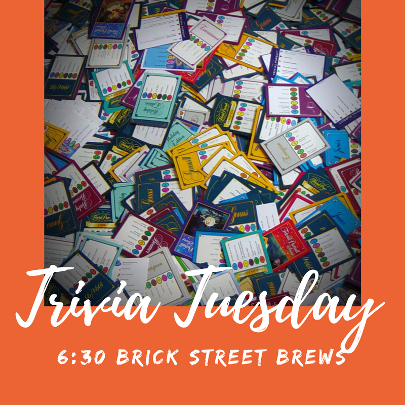 BrickStreetBrew's tweet photo. You could win valuable* prizes at #TriviaTuesday! *Disclaimer: we determine what is "valuable" as a prize.  ;)  #downtownrogers #bsb #high5 https://t.co/r4p6NuOlhr