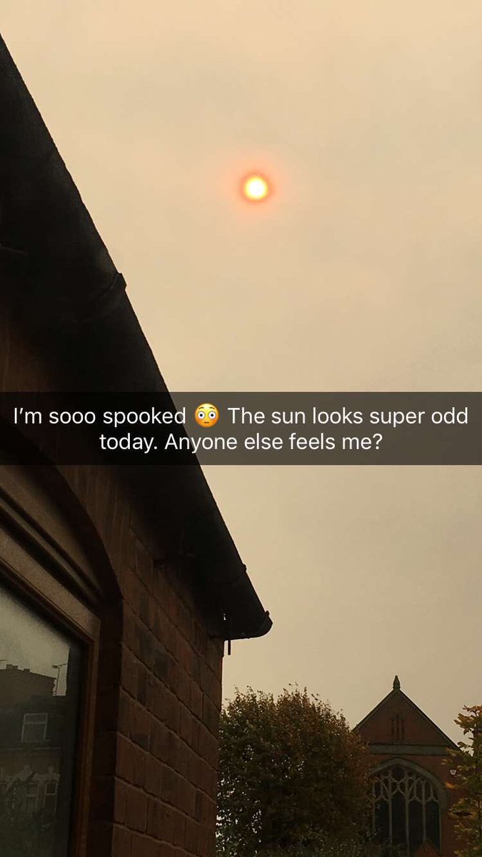 SaBs0711's tweet photo. Tail end of hurricane Ophelia? #Ophelia #strangesun #eerie #eastmidlands https://t.co/fLv3uqtBOT