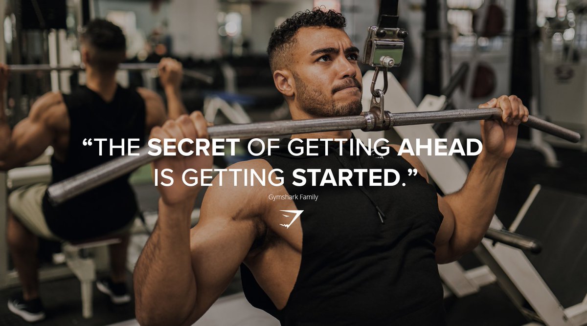 Gymshark's tweet photo. "The secret of getting ahead is getting started."

#MondayMotivation https://t.co/e8XsFzjX1z