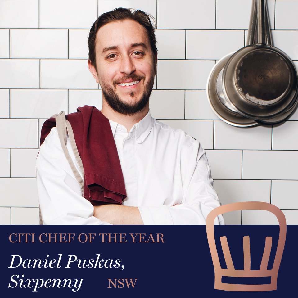 Congratulations Daniel Puskas from Sixpenny, the <a href="/Citi/">Citi</a> Chef of the Year! #gfgawards2018
