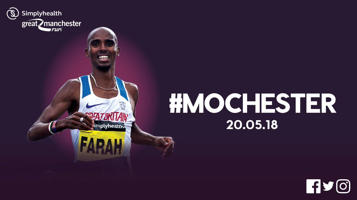 Great_Run's tweet photo. #ICYMI Sir @Mo_Farah will be on the start line for 2018 @SimplyhealthUK #GreatManchesterRun
➡ https://t.co/uejTmHUZW5 https://t.co/pexuseLYis