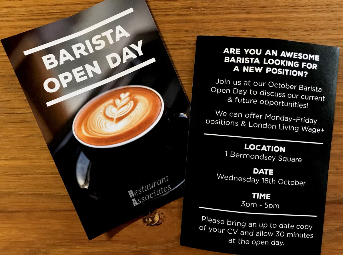 nialouro's tweet photo. Calling all Baristas looking for new opportunities! This Wednesday : ) #baristaopenday #lovecoffee #london #barista @HEJCoffee @RA_Food https://t.co/4eR8Z5Zlc3