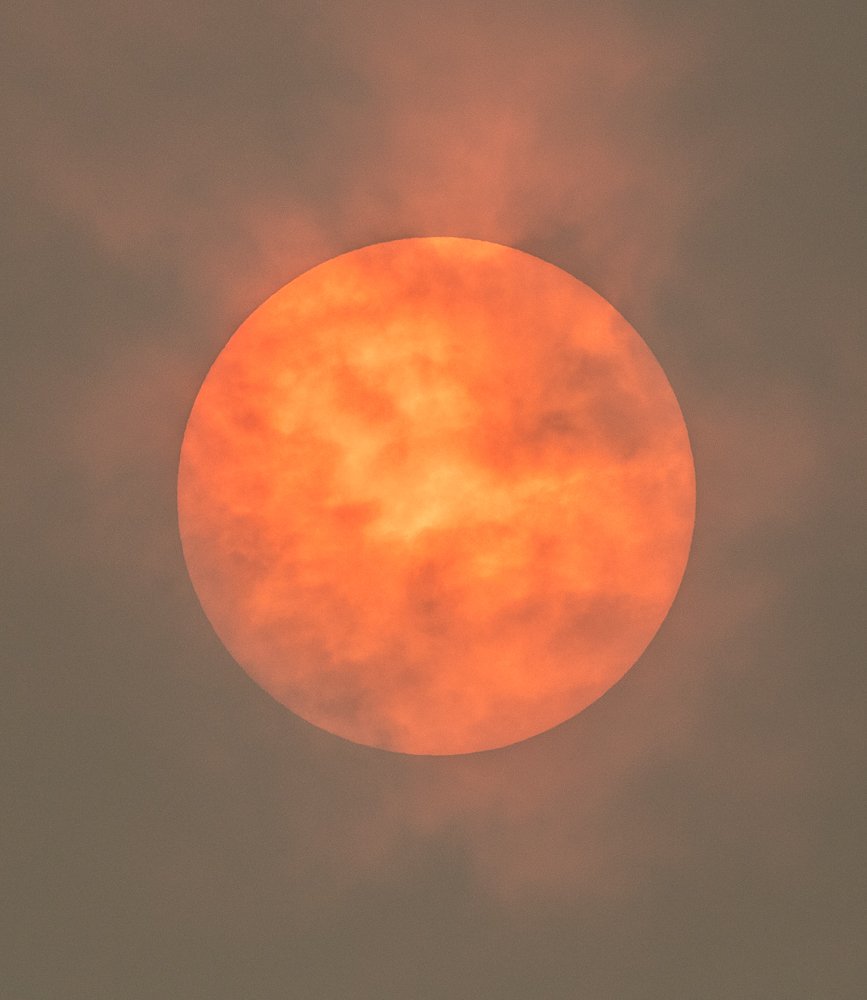 ColytonWildlife's tweet photo. Sun looking spectacular through the Saharan dust this morning #Ophelia https://t.co/dxwnZNJJ6B
