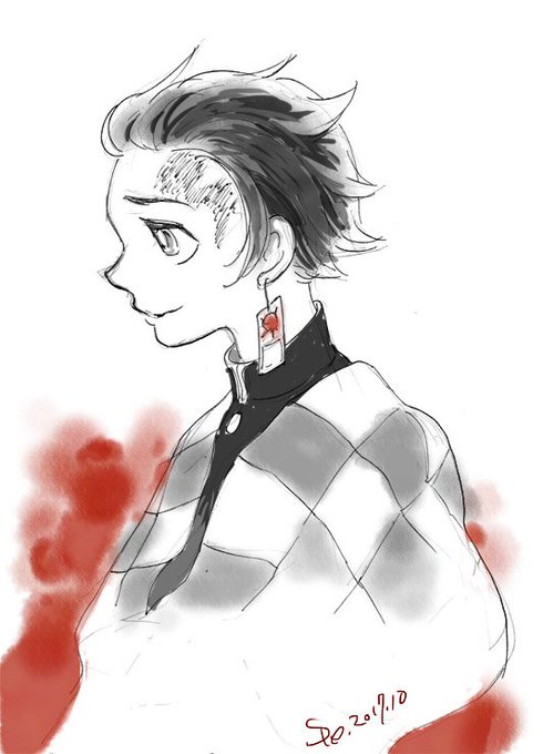 スカジさんがTwitterに投稿した竈門炭治郎(鬼滅の刃)のイラスト。