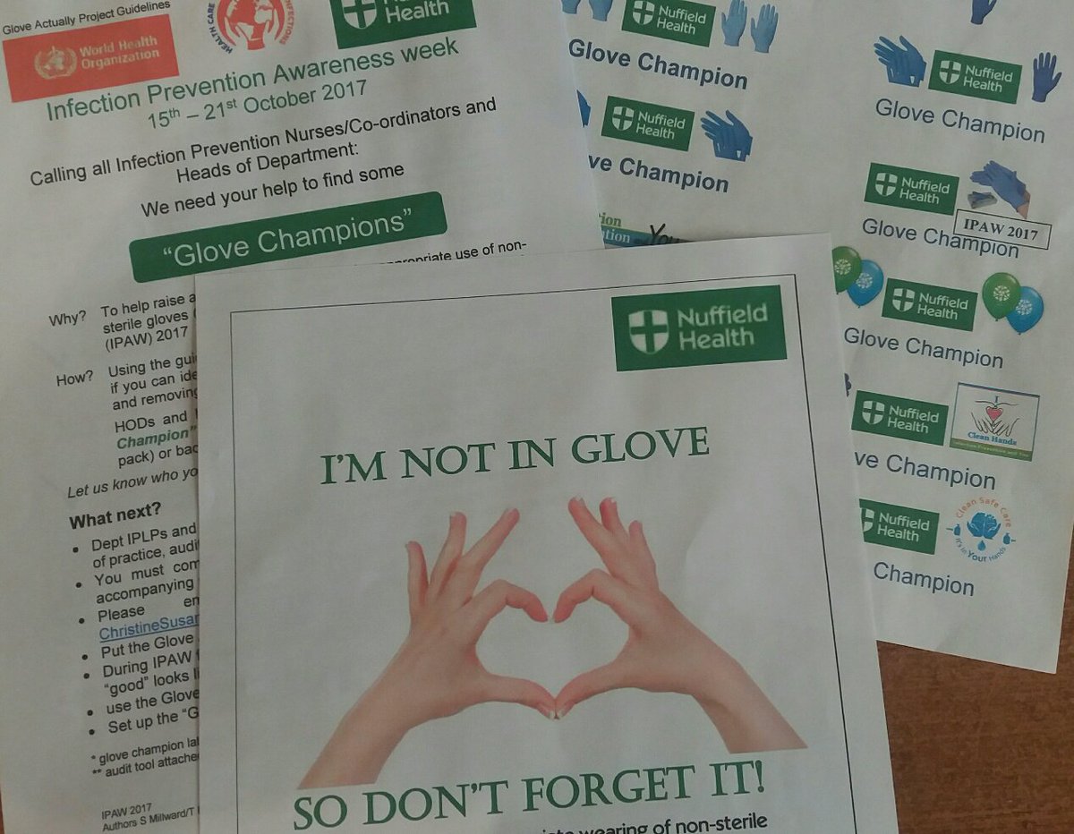NHInfectPrevent's tweet photo. Launching @NuffieldHealth #IIPW campaign 2 improve #handhygiene &amp; #reduce inappropriate non-sterile #gloveuse #GloveActually making it fun https://t.co/hlozqErppu