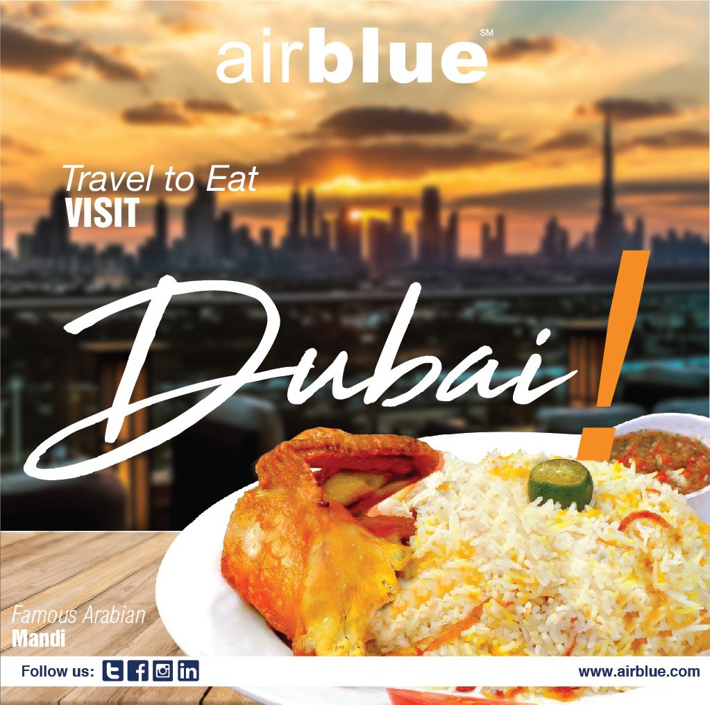 airblueairline's tweet photo. Choose your #travel plan this time to #explore the #food of the #city
#TravelToEat - Visit #Dubai
Get your bookings on https://t.co/g8VR5u1woG or call helpline 111-air-blue or visit your nearest #airblue sales office
#FoodCalling https://t.co/MtROg4WCDA