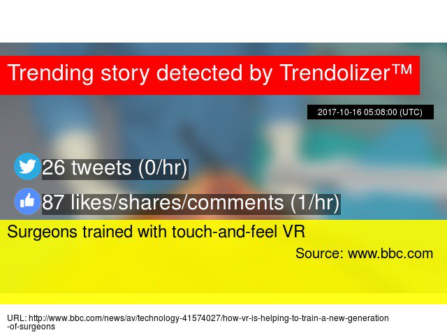 Virtualitizer's tweet image. Surgeons trained with touch-and-feel VR #Virtualrealitytechnology #realitytechnology virtualreality.trendolizer.com/2017/10/surgeo…