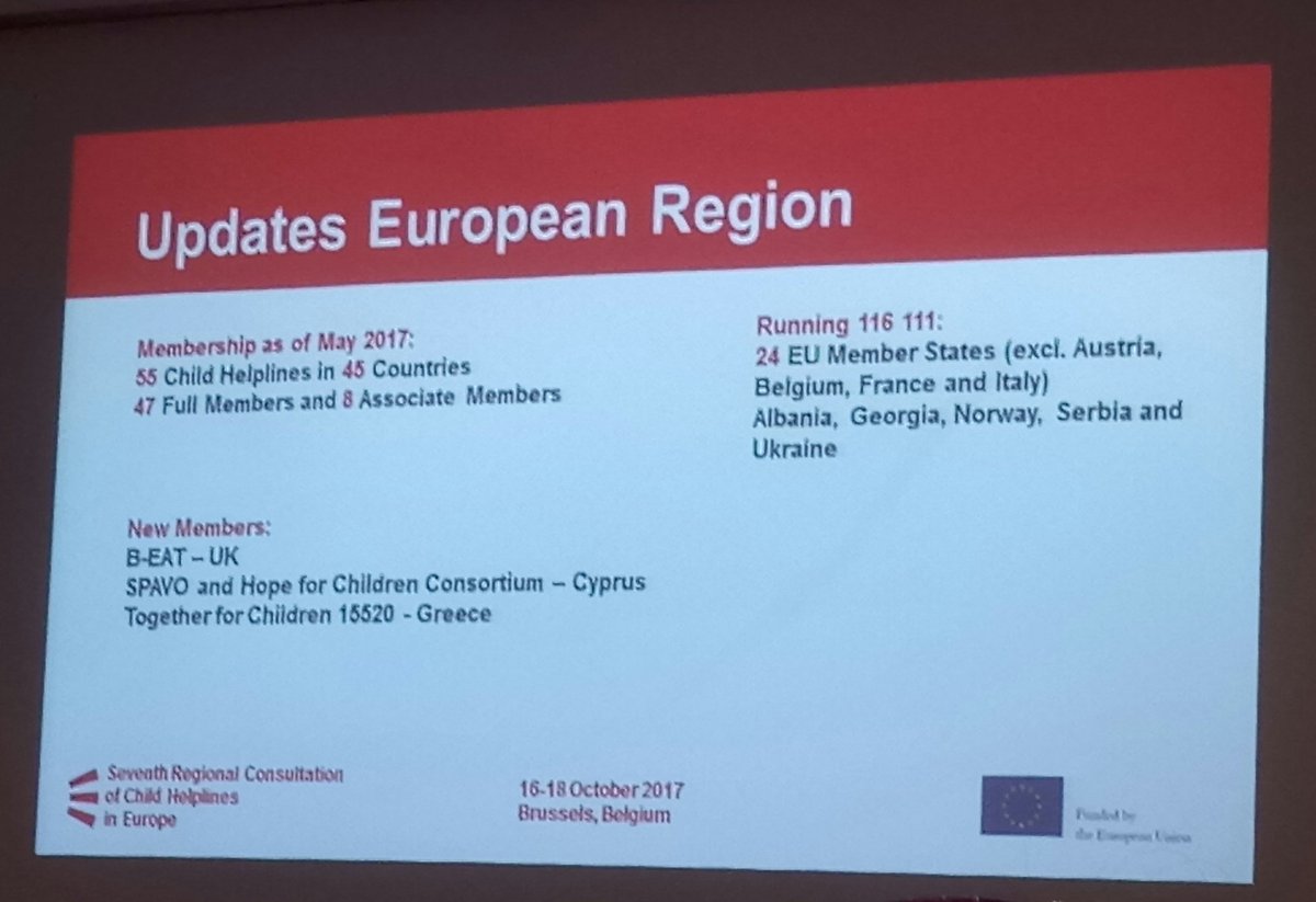 The European stats for child helplines across Europe @CHI_Brussels #childhelplines welcome @beatED