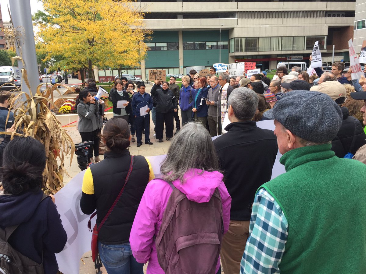 TheResistCente's tweet photo. At the action in front of #ICE office to #FreeLucio &amp; the other people &amp; families who are immigrants in this country #NoHumanbeingIsIllegal https://t.co/nRI8UNQPU1