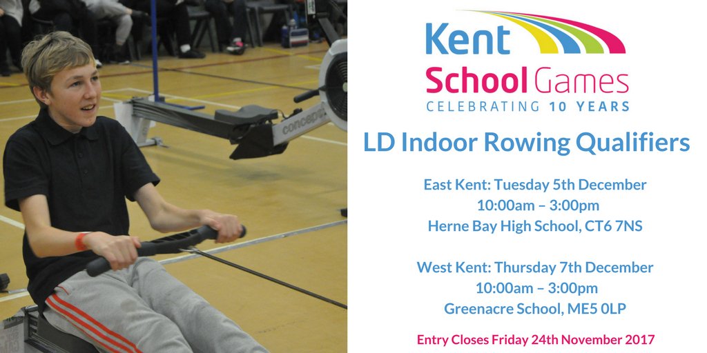 LD Indoor Rowing Qualifiers entry is NOW open! Find the entry form and more info at kentschoolgames.com/resources