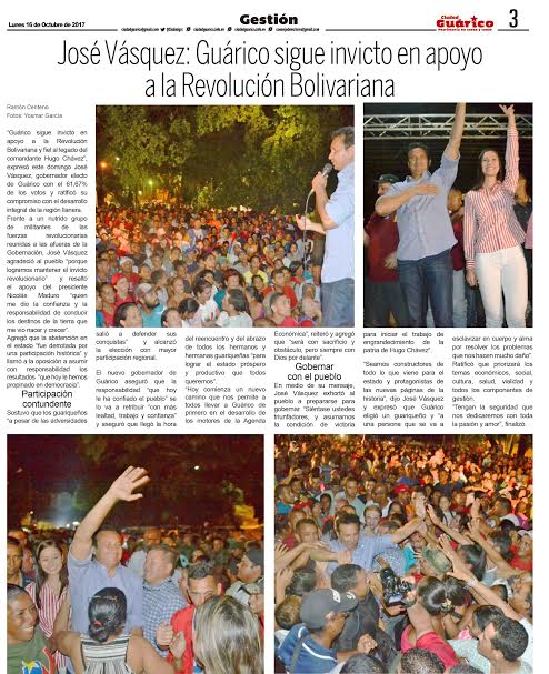 Clebguarico's tweet photo. #LoDijo| @josemvasquez: Guárico sigue invicto en apoyo a la Revolución Bolivariana
#VenezuelaAmaneceVictoriosa
#ConJoséVásquezGanamosTodos https://t.co/a0pxidSpZT