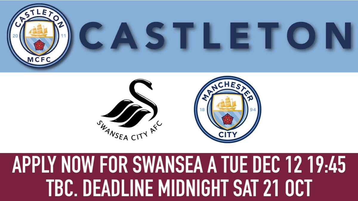 McfcCassy's tweet photo. Members notice. Swansea Away. Apply by Midnight Sat 21/10. Full details on your email. So #RTFEM https://t.co/aPoNfwTNU8