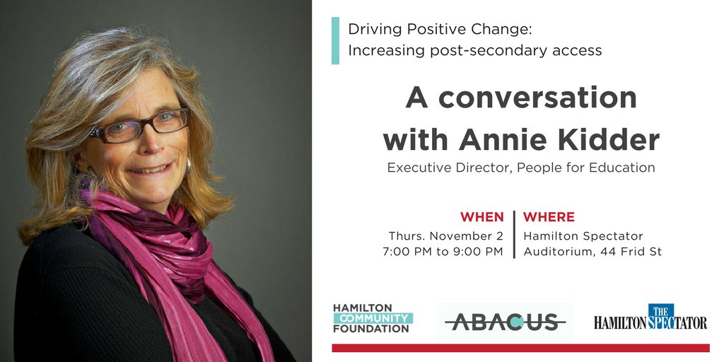 We are proud to host @anniekidder @peoplefored for a talk on Nov 2. It's FREE but please register: ow.ly/TmGc30fTWlW #HamOnt