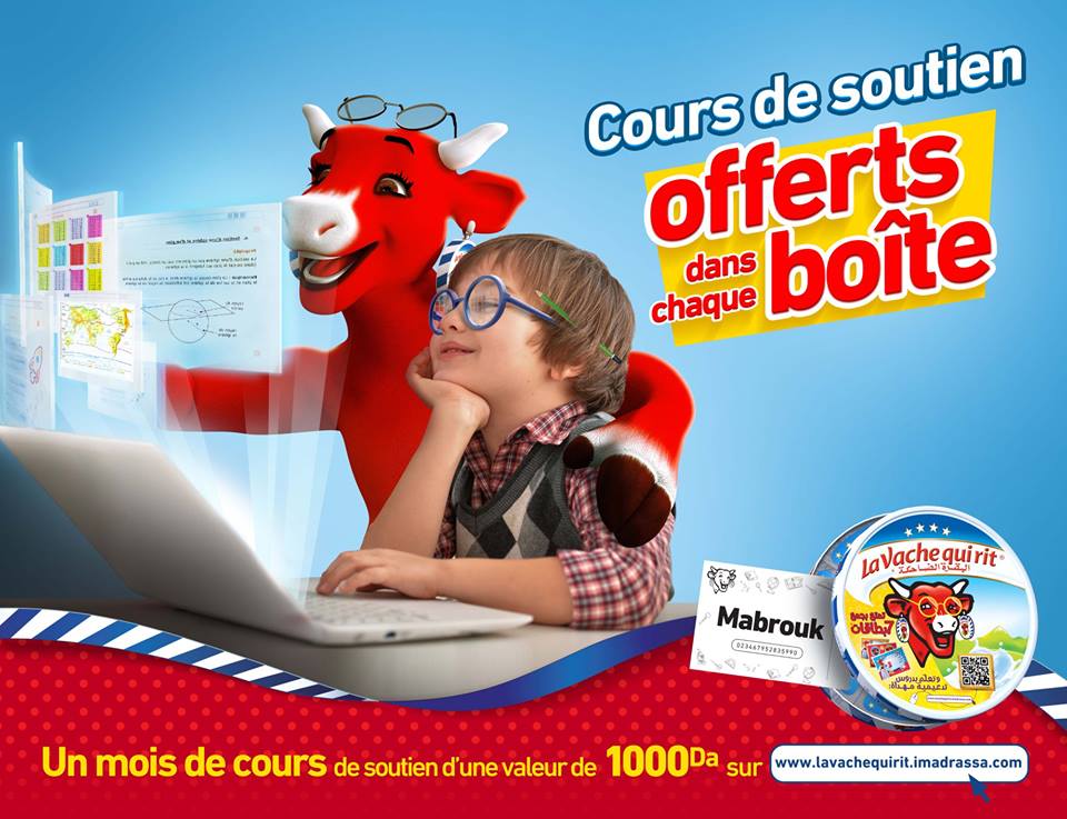 In 🇩🇿 #TheLaughingCow partners w/<a href="/iMadrassa/">iMadrassa</a> to support students giving them access to an e-learning platform. Make learning fun! 👩‍🎓💪