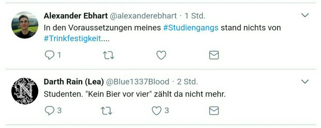Ich glaube das Semester hat begonnen #ErstieMüssteManSein <a href="/Blue1337Blood/">Lea (blue1337blood@nerdculture.de)</a> @alexanderebhart