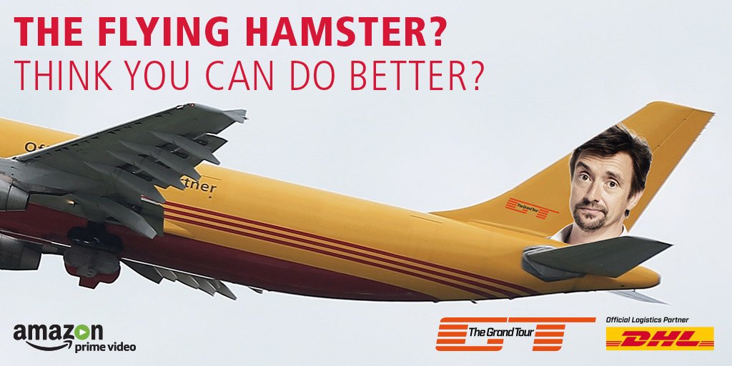 DHLexpress's tweet photo. Want to name a #DHL plane? You can! In celebration of #TheGrandTour Season 2, enter #NameOurPlanes at https://t.co/Hz6tsfi9Vr to win! https://t.co/ZIsfsjV2kA