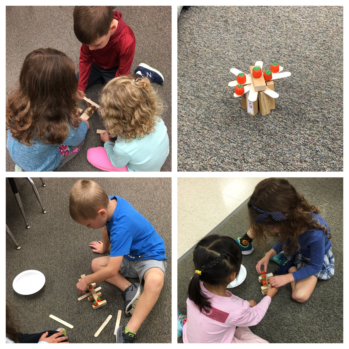 When #STEAM visits kindergarten! We built structures to hold our pumpkins. Thank you, <a href="/penchatter/">Kristine Davis</a> !