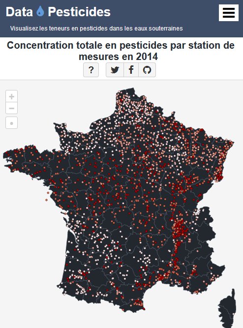 datagouvfr's tweet image. [Réutilisation] Datavisualisation des teneurs en pesticides des eaux souterraines par @VincentBroute data.gouv.fr/fr/reuses/data… #OpenData