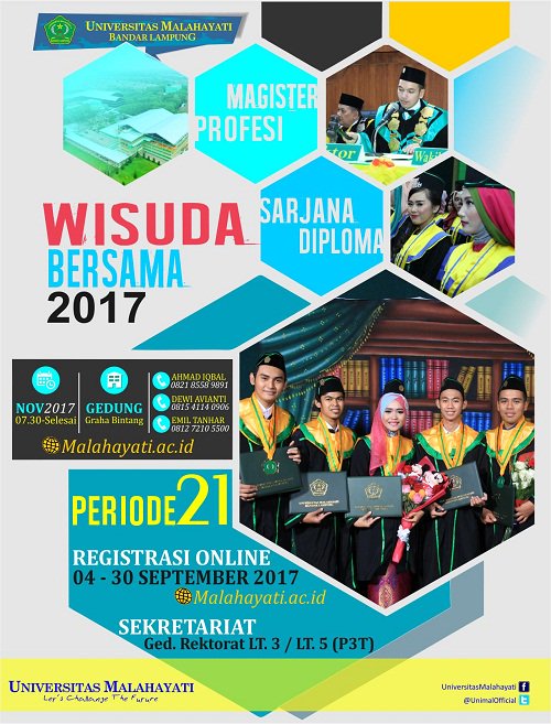 PENGUMUMAN WISUDA PERIODE 21 TAHUN 2017 - malahayati.ac.id/?p=37561