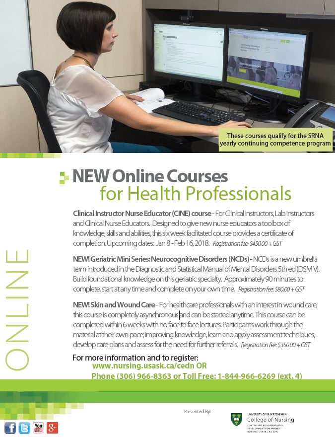 uSaskNursing's tweet photo. @CED4N is now offering additional courses online! #continuingcompetence @SRNAdialogue #nursing https://t.co/CwM97lEKnC https://t.co/pVaLGz2dP6