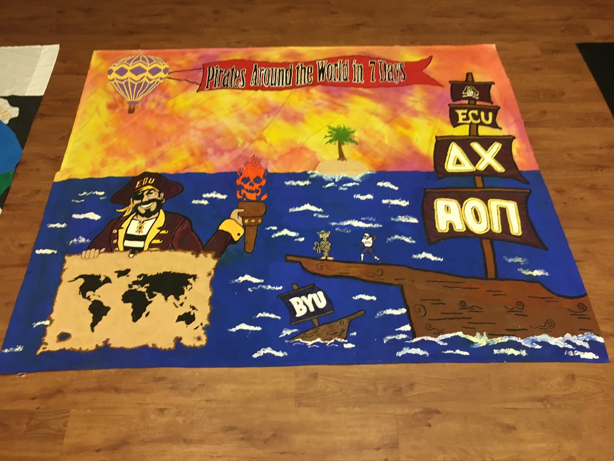 ecuhomecoming's tweet photo. Top 3 banners in no particular order! Congrats to Alpha Omicron Pi &amp; Delta Chi, Chi Omega &amp; Pi Kappa Alpha, and ECU Ambassors &amp; Sigma Nu https://t.co/kspCxxIsRc