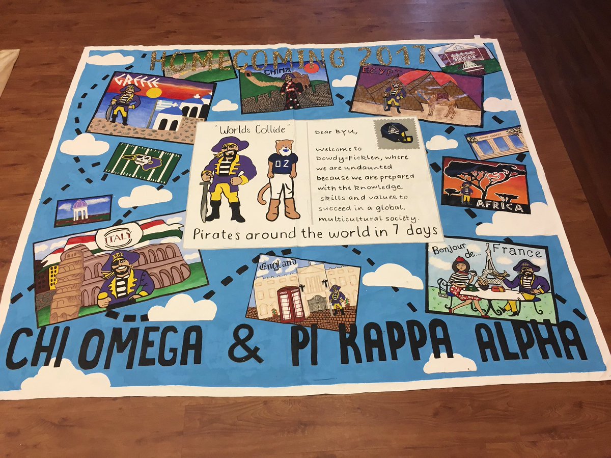 ecuhomecoming's tweet photo. Top 3 banners in no particular order! Congrats to Alpha Omicron Pi &amp; Delta Chi, Chi Omega &amp; Pi Kappa Alpha, and ECU Ambassors &amp; Sigma Nu https://t.co/kspCxxIsRc
