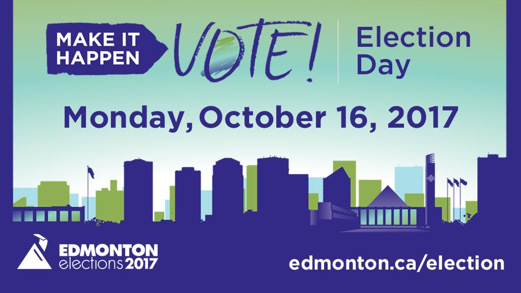 CityofEdmonton's tweet image. It's election day, #yeg! Voting stations are open 9am-8pm. Use the Where to Vote tool at edmonton.ca/election to find yours #yegvote